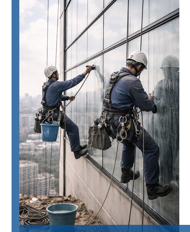 Профессиональная мойка фасадных окон альпинистами в Ступине