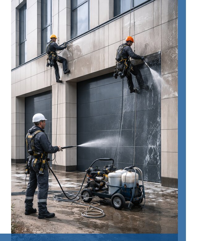 Послестроительная мойка фасада в Ступине от 312 р. | ВЫСОТНИК-Стп