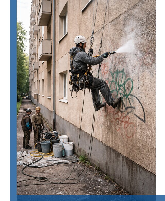 Удаление граффити с фасада в Ступине без следов и повреждений