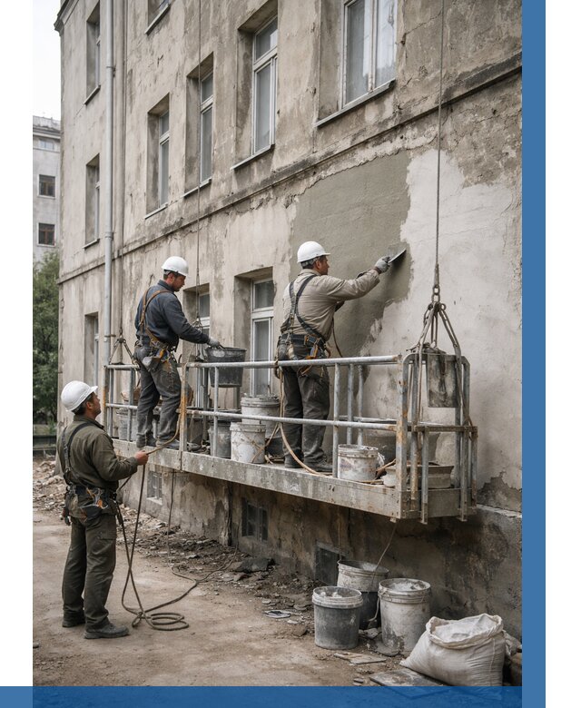 Капитальный ремонт фасада в Ступине от 4365 р. | ВЫСОТНИК-Стп