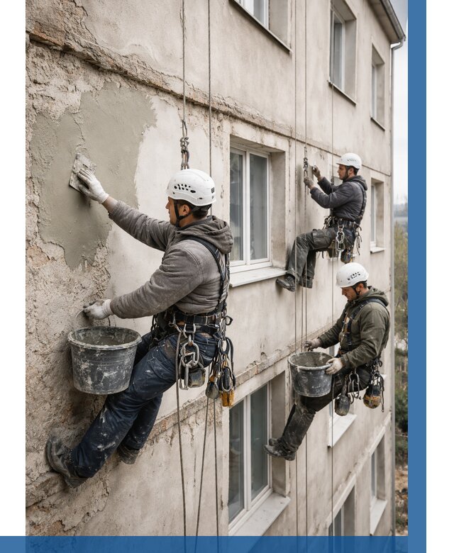 Ремонт штукатурного фасада в Ступине от 780 р. под ключ | ВЫСОТНИК-Стп