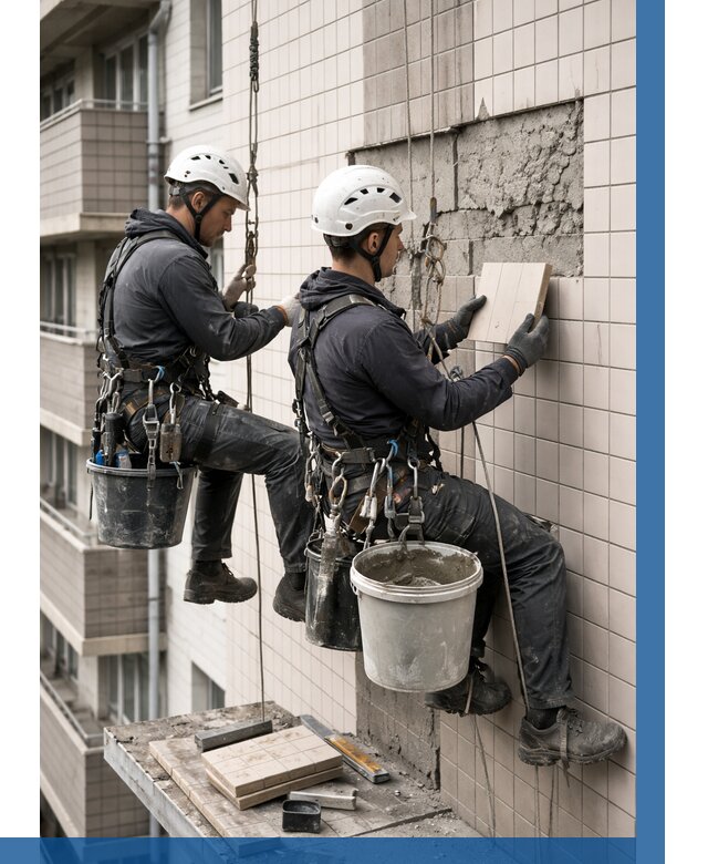 Ремонт облицовки фасада плиткой в Ступине от 1871 р. | ВЫСОТНИК-Стп