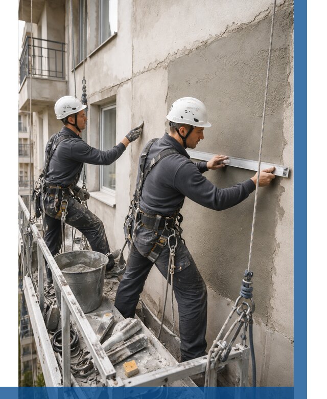 Штукатурка фасада на высоте в Ступине от 935 р. | ВЫСОТНИК-Стп