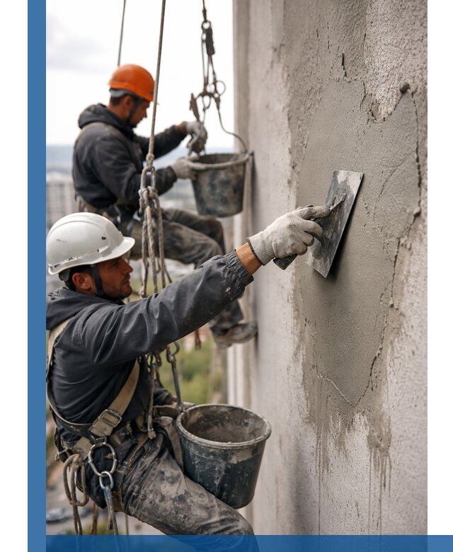 Штукатурка фасада на высоте в Ступине профессиональные работы