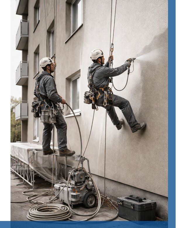 Безвоздушная покраска фасада в Ступине от 229 р/м² | ВЫСОТНИК-Стп