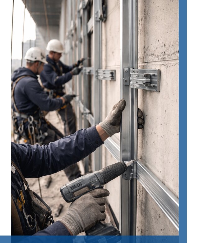 Монтаж подсистемы вентфасада в Ступине от 883 р. | ВЫСОТНИК-Стп