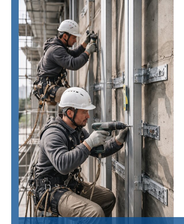 Монтаж и крепление подсистемы вентфасада в Ступине