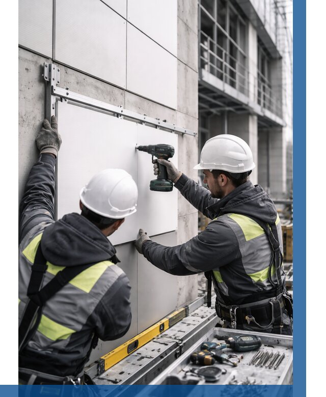 Монтаж композитных панелей фасада в Ступине от 2599 р. | ВЫСОТНИК-Стп