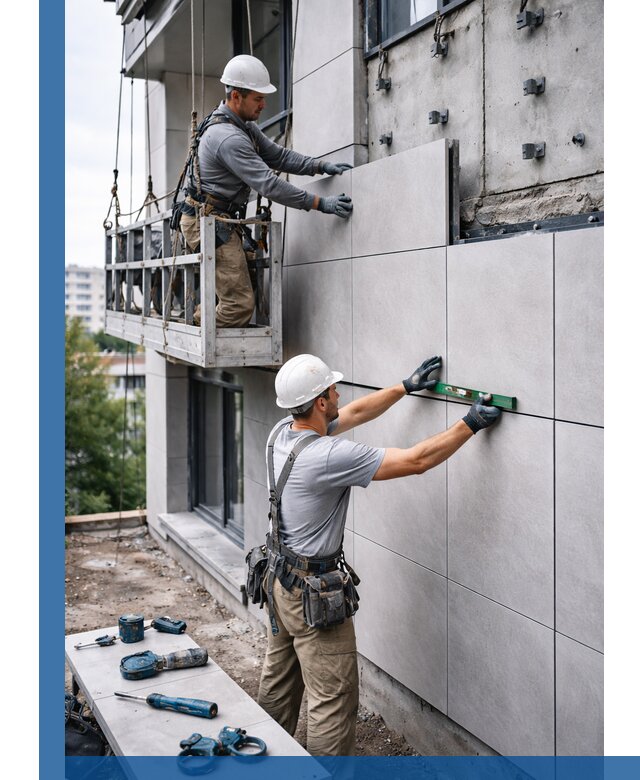 Монтаж керамогранита на фасад в Ступине под ключ с гарантией качества