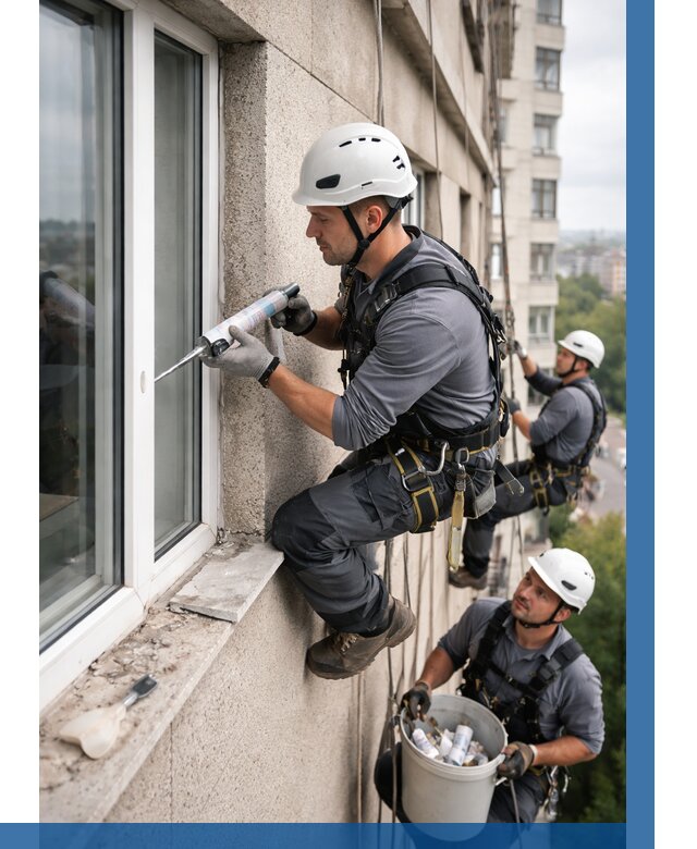 Герметизация оконных швов снаружи в Ступине от 1559 р. | ВЫСОТНИК-Стп