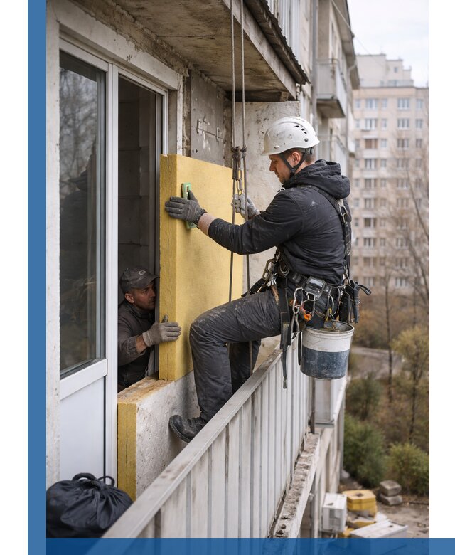 Профессиональное утепление балкона снаружи в Ступине под ключ