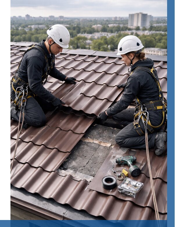 Ремонт металлочерепицы на крыше в Ступине от 935 р. | ВЫСОТНИК-Стп