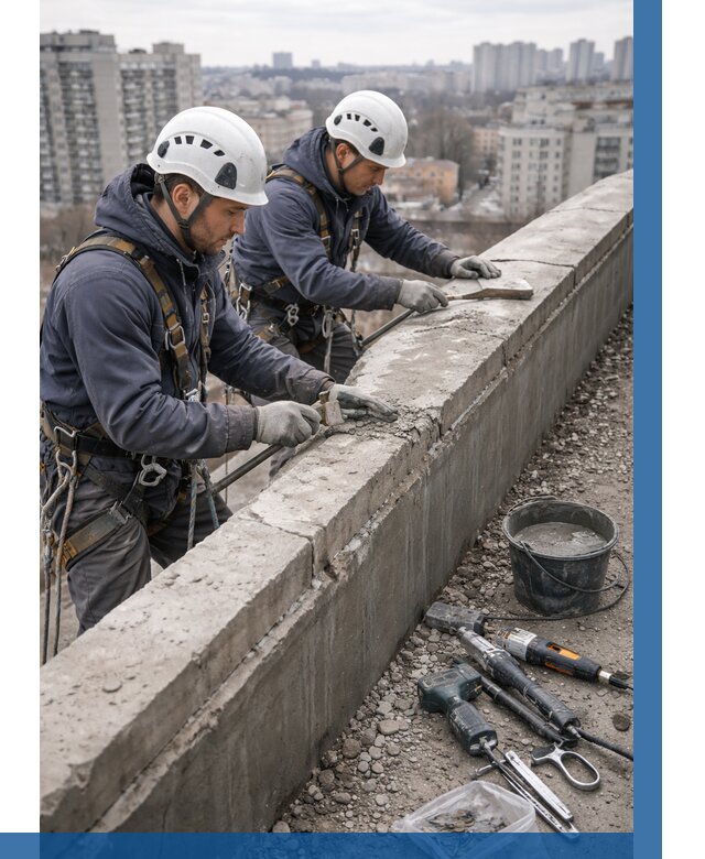 Ремонт парапета на кровле в Ступине от 1559 р. | ВЫСОТНИК-Стп