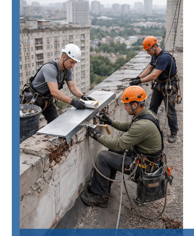 Ремонт парапета на кровле в Ступине, высотные работы с гарантией