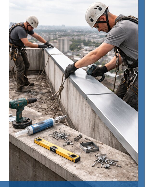 Монтаж парапетных крышек в Ступине от 832 р. | ВЫСОТНИК-Стп