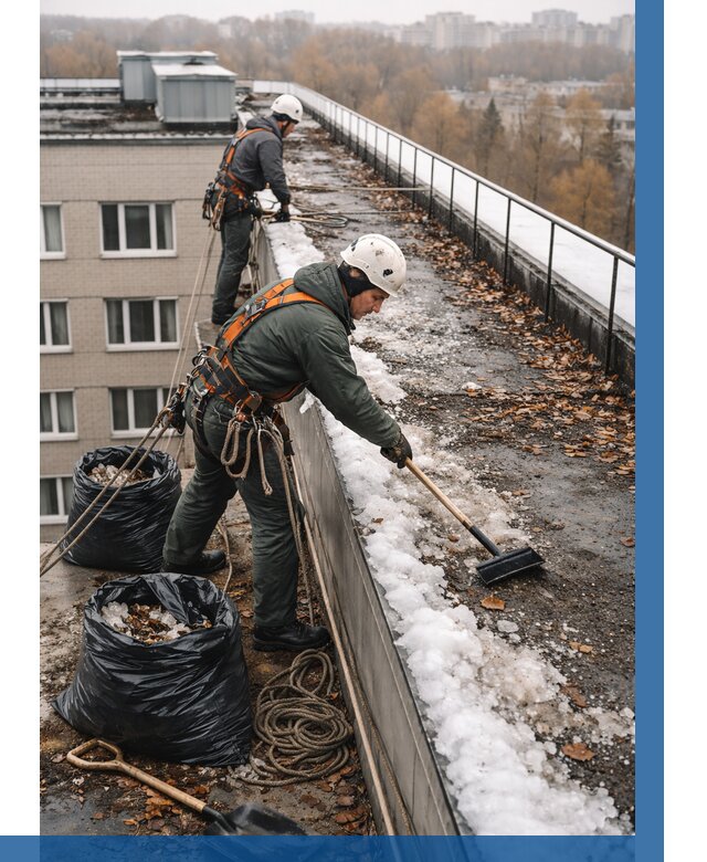 Очистка кровли по периметру в Ступине от 572 р. | ВЫСОТНИК-Стп