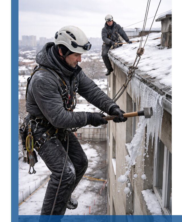 Сбивание и удаление сосулек с крыши в Ступине безопасно