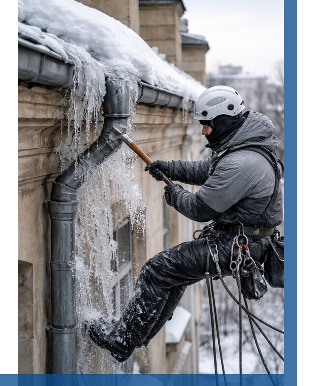 Очистка водостоков от льда в Ступине от 3638 р. | ВЫСОТНИК-Стп
