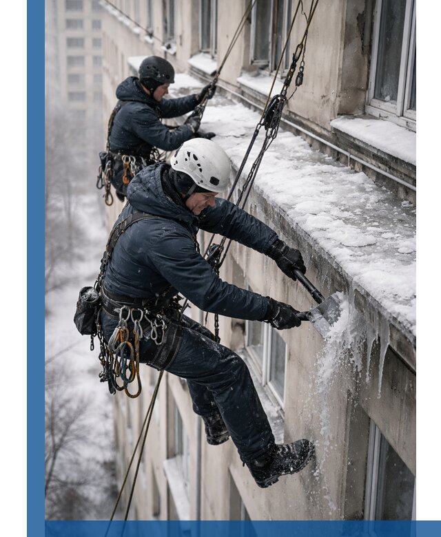 Удаление наледи и сосулек с карнизов в Ступине профессионально