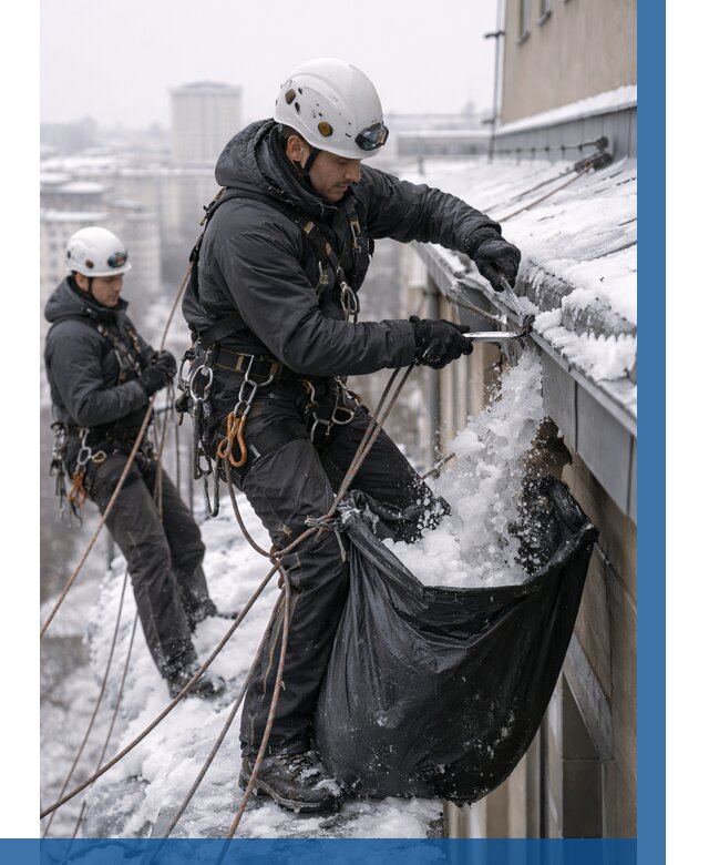 Аварийная очистка крыши в Ступине под ключ от 312 р. | ВЫСОТНИК-Стп