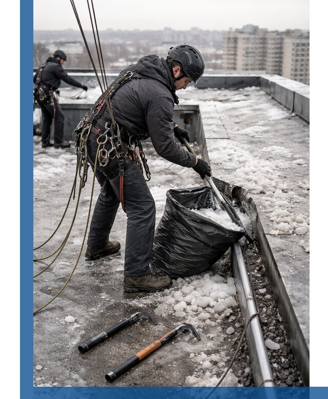 Аварийная очистка кровли в Ступине от промальпинистов