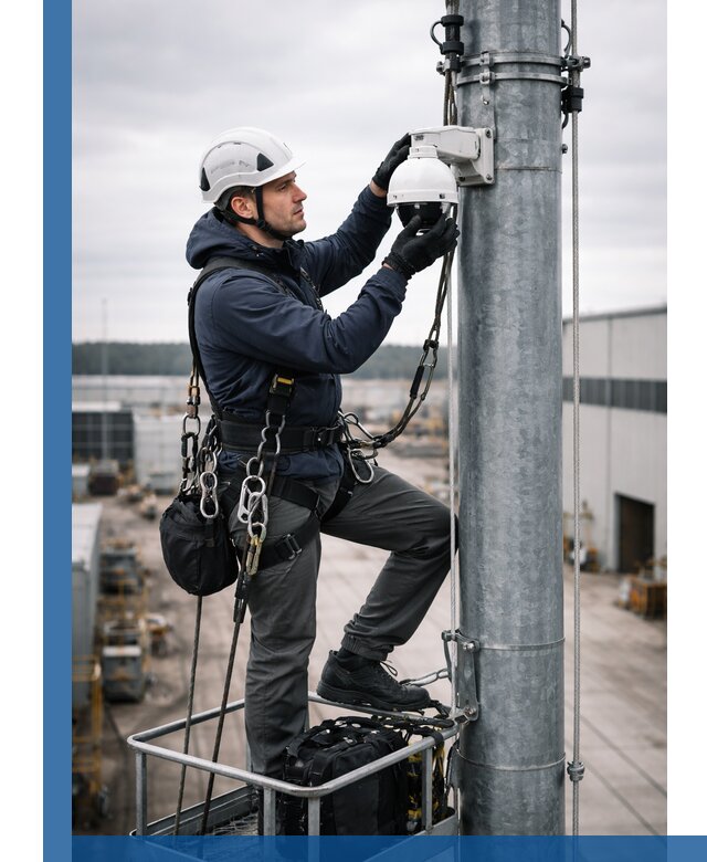 Профессиональная установка видеокамер на мачте в Ступине