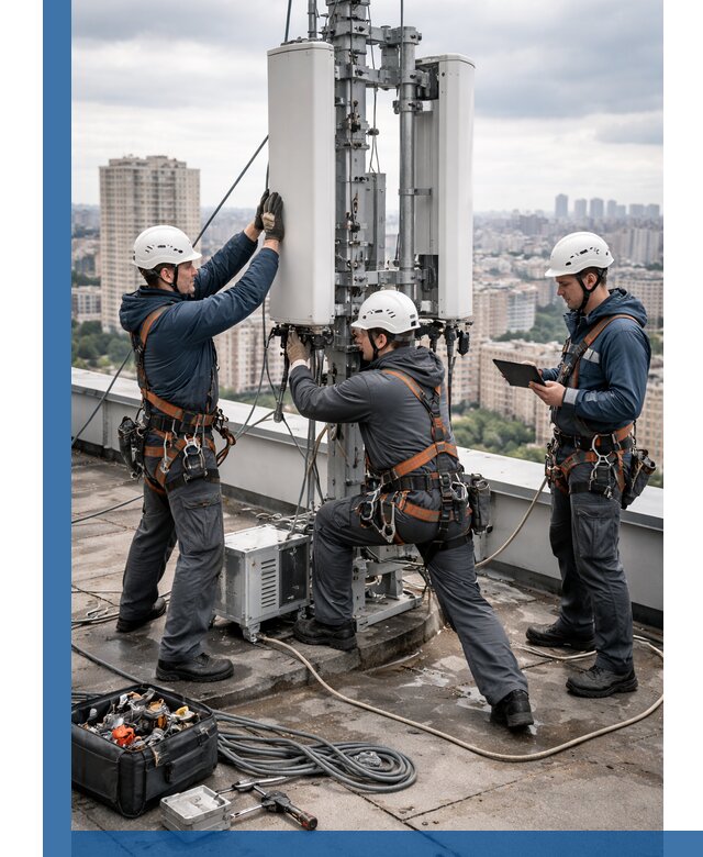 Монтаж антенн связи на крыше в Ступине с вводом в эксплуатацию