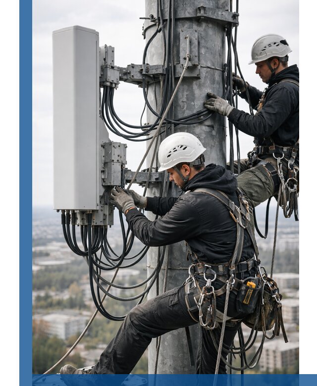 Монтаж оборудования связи на мачте в Ступине с пусконаладкой