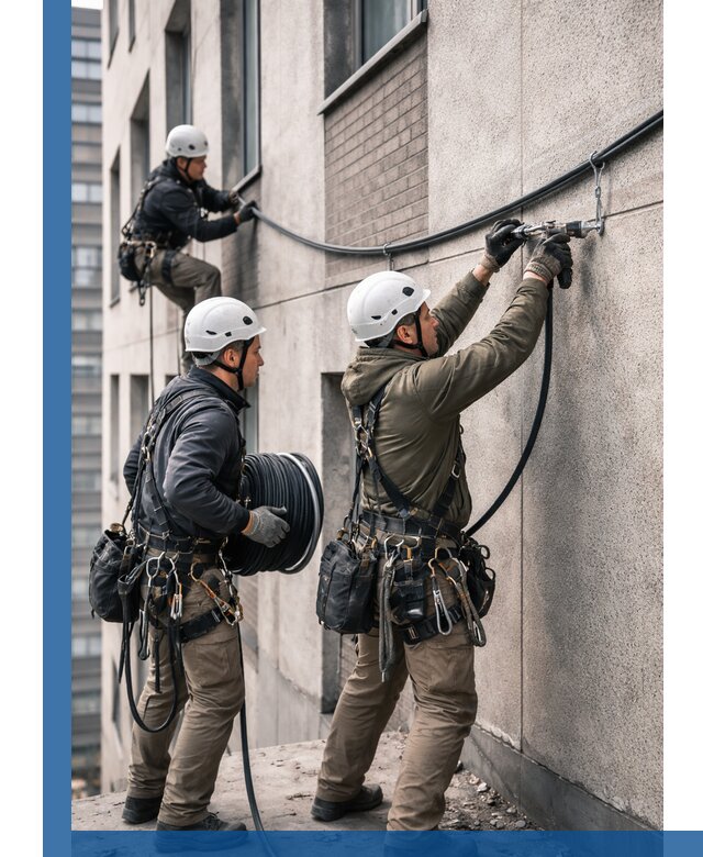 Прокладка кабеля по фасаду в Ступине, профессиональный монтаж