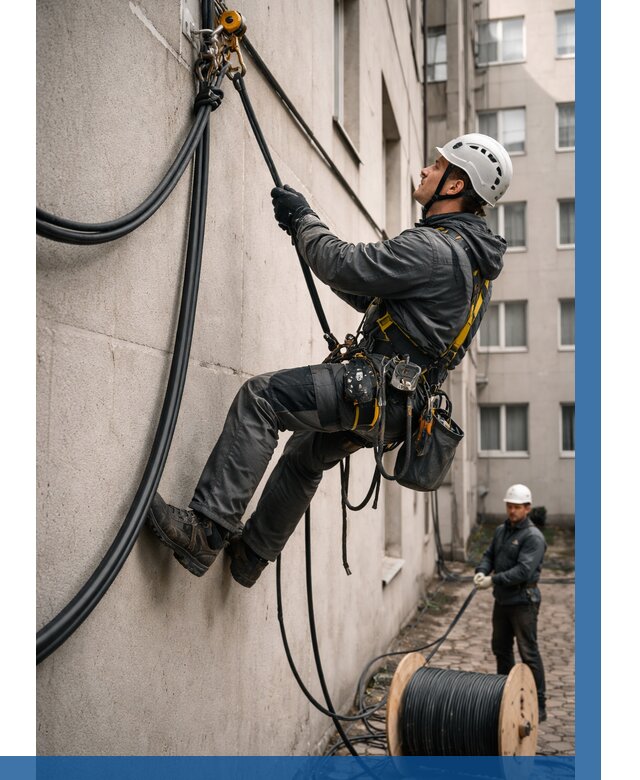 Протяжка кабеля питания на высоте в Ступине от 468 р. | ВЫСОТНИК-Стп