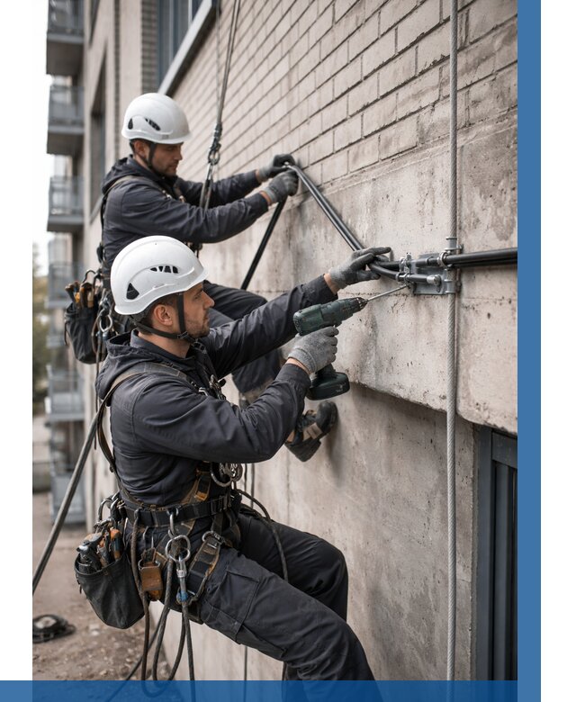 Крепление кабеля на фасаде в Ступине от 364 р. | ВЫСОТНИК-Стп