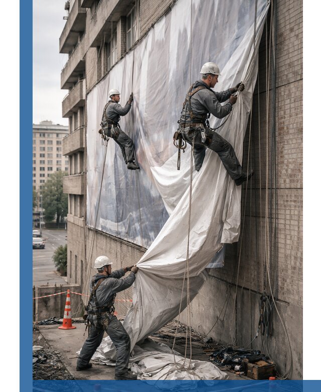 Демонтаж баннеров с фасада в Ступине оперативно и безопасно