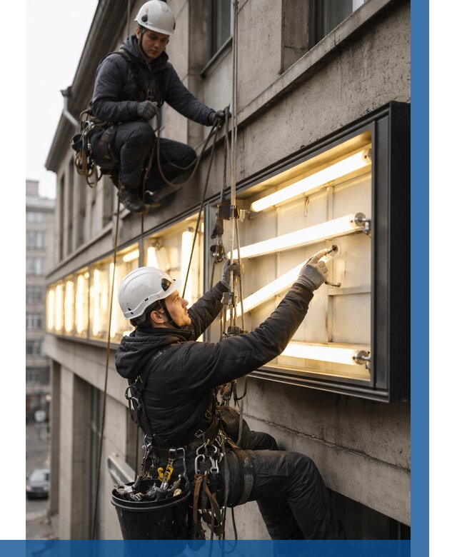 Замена ламп в вывеске в Ступине под ключ от 3638 р. | ВЫСОТНИК-Стп