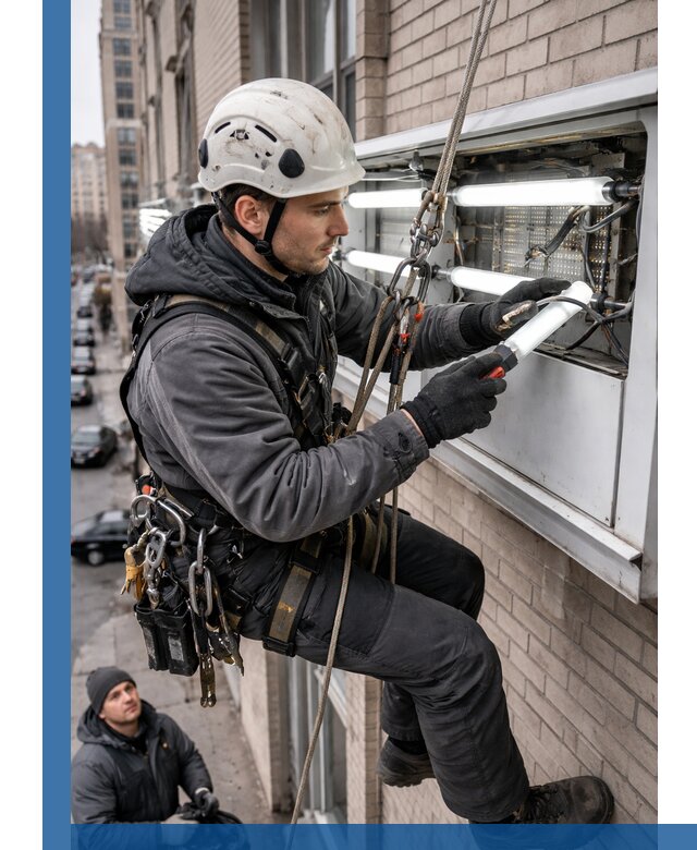 Профессиональная замена ламп в наружной вывеске в Ступине
