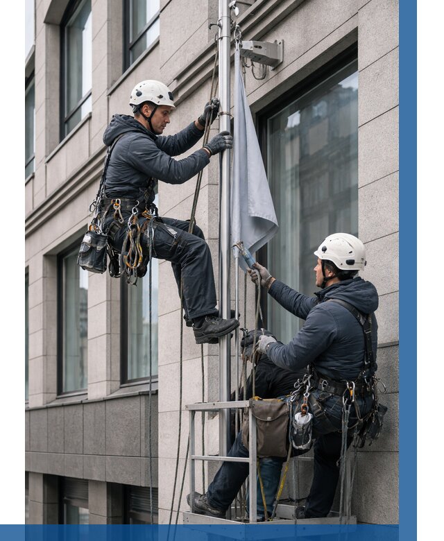 Установка флагов на фасаде в Ступине от 4677 р. | ВЫСОТНИК-Стп