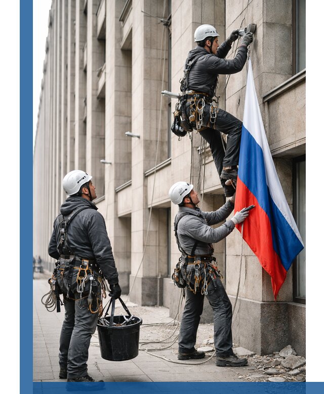 Профессиональная установка флагов на фасаде в Ступине