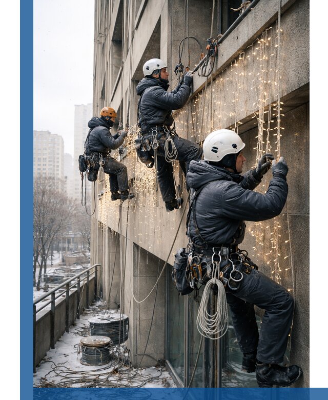 Монтаж новогодней иллюминации и украшение фасадов в Ступине