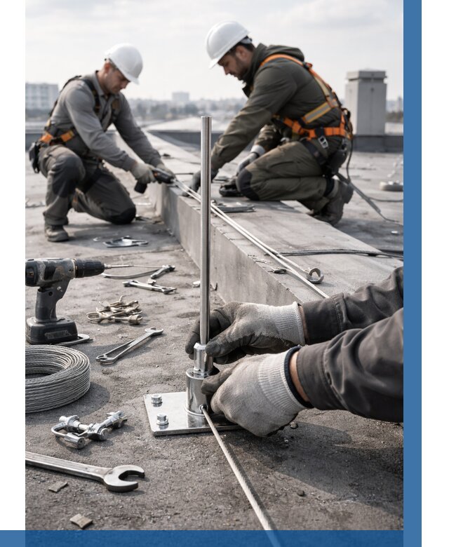 Монтаж молниезащиты на кровле в Ступине цена от 25985 р. | ВЫСОТНИК-Стп