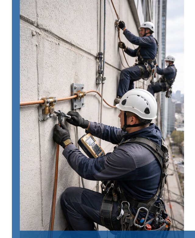 Монтаж системы заземления здания и молниезащиты в Ступине