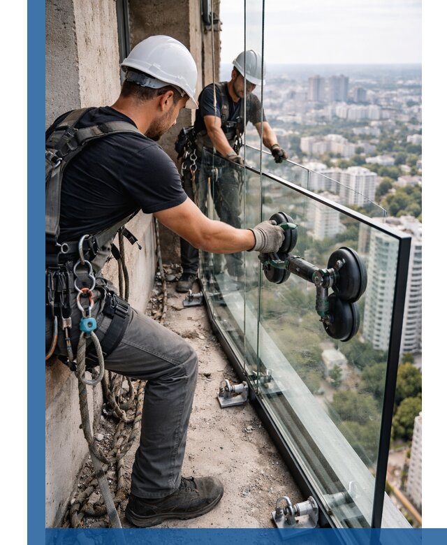 Монтаж стеклянных ограждений под ключ с гарантией в Ступине