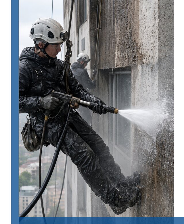 Гидроструйная очистка фасадов и конструкций в Ступине