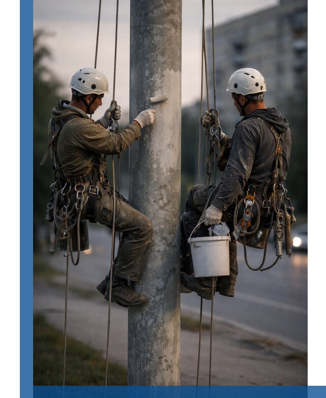 Покраска опор освещения и антикоррозийная защита в Ступине