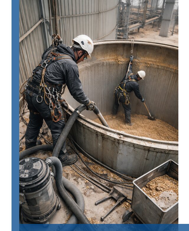 Профессиональная чистка зерновых бункеров в Ступине с выездом