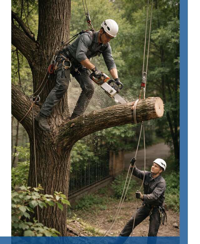 Спил деревьев альпинистами в Ступине от 8315 р. | ВЫСОТНИК-Стп
