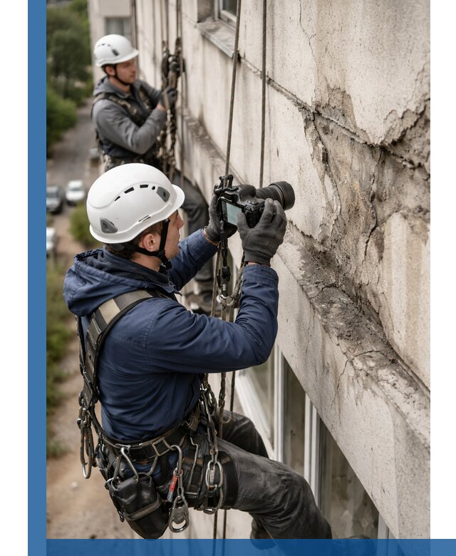 Фотофиксация дефектов фасада с высотной съемкой в Ступине