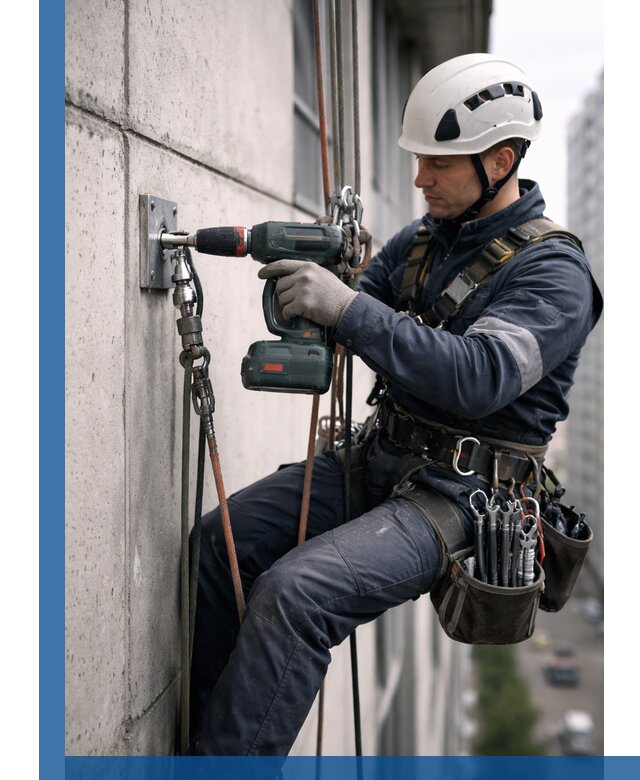 Установка анкерных точек для высотных работ в Ступине